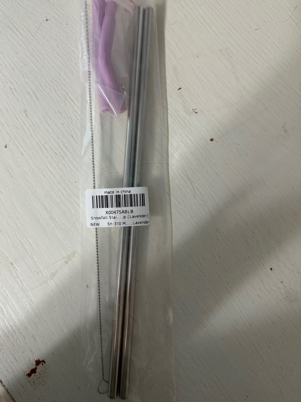 Lavender Silicone-Tip Stainless Steel Reusable Straws - 2- Pack